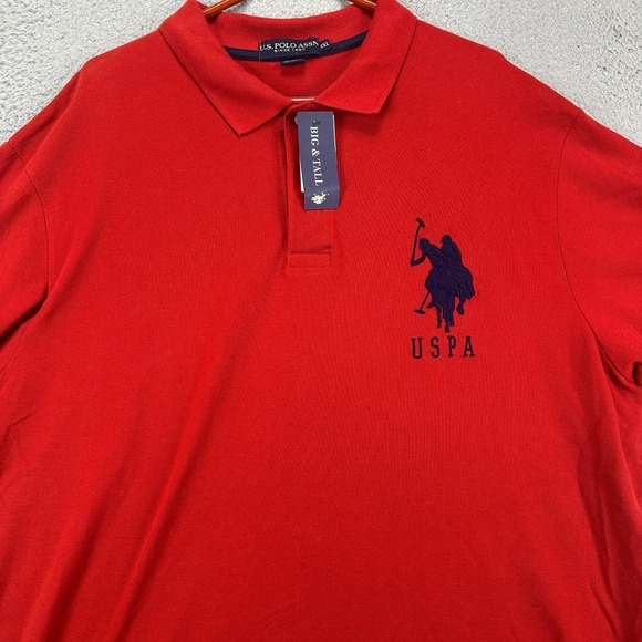 US Polo Assn. Rugby Polo Shirt Adult 2XL Big Red Big Logo Short Sleeve Mens NEW